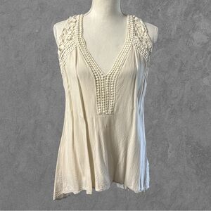 LOVESTITCH | Cream Ivory Floral Crochet Lace Tunic Tank Top Size M